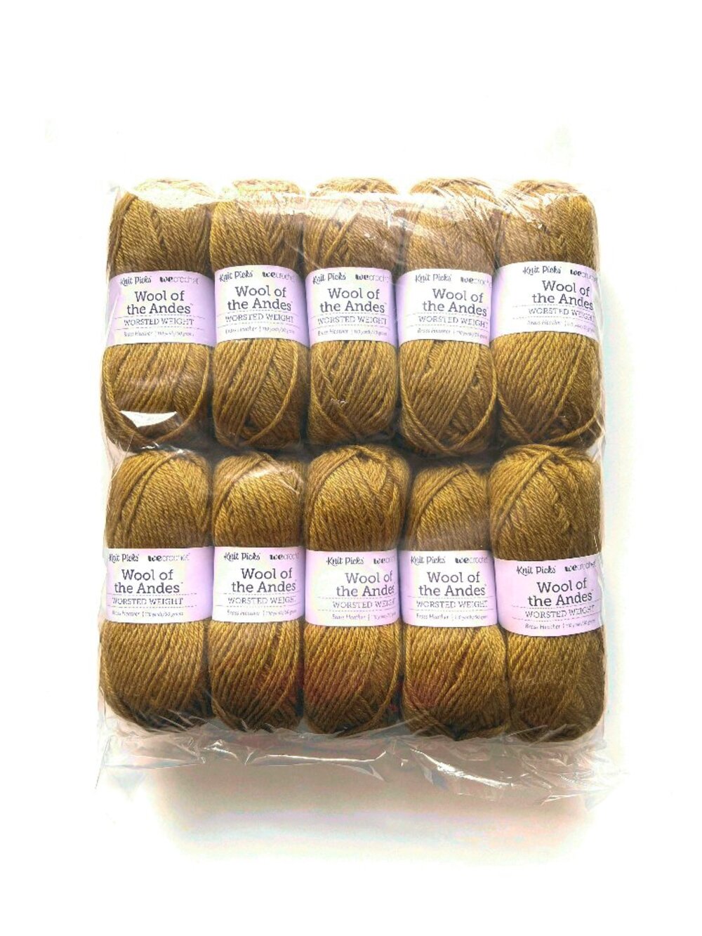 LOT of 10, Wool of the Andes Worsted Yarn from Knit Picks, Brass Heather - Picture 4 of 8
